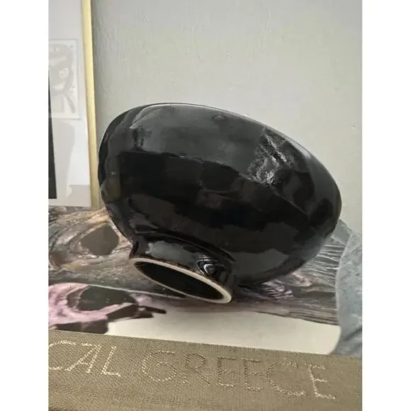 Set of 2 Japanese Tea Bowls Chawan Dark Tenmoku Glaze Black & Brown Glossy - Picture 5 of 5